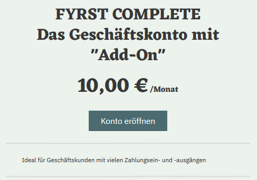 FYRST Geschäftskonto COMPLETE