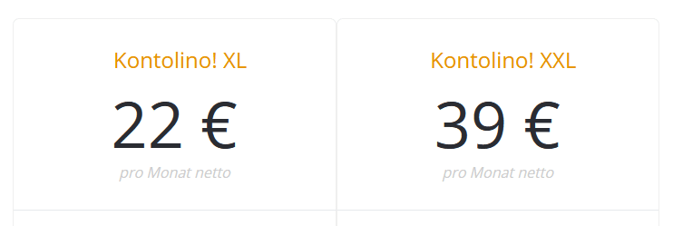 Kontolino Buchhaltungssoftware - Preise: XL und XXL