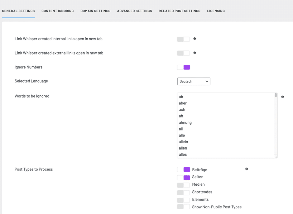 LinkWhisper Settings