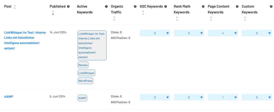 LinkWhisper Target Keyword