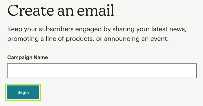 Mailchimp Newsletter erstellen: Kampagnenname